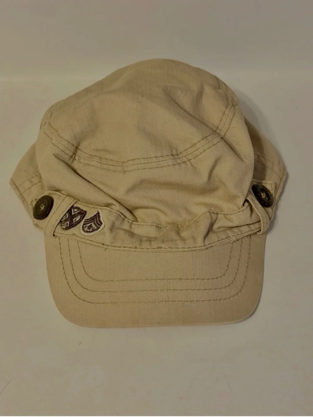 Girls Y2K Cadet Military Style Cap Hat Khaki Old Navy 12-24M 100% Cotton